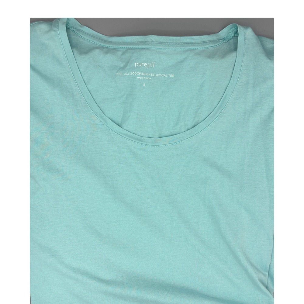 J. Jill Pure Jill Scoop Neck Elliptical Tee Small Aqua Blue Pima Cotton Size Sm